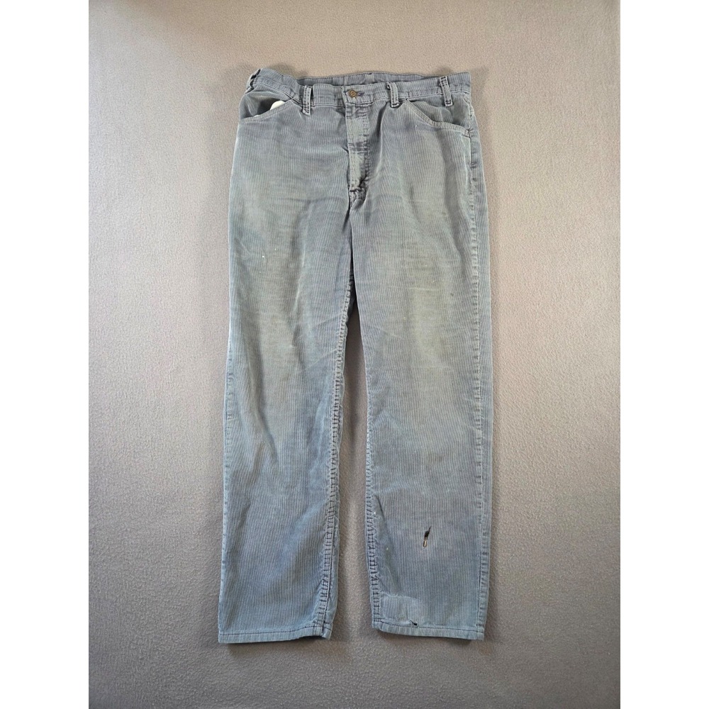Vintage Levis 519 Corduroy Pants Mens 36x30 Fits 35x29 Blue Straight Made USA